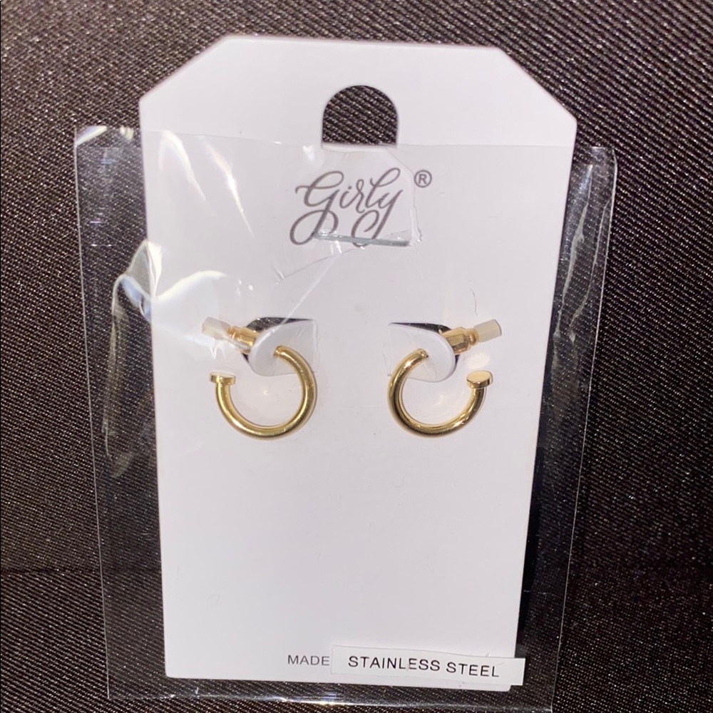 Gold Stainless Steel Hoop Earrings